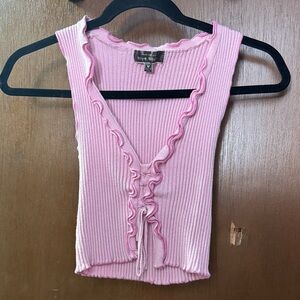 Dolls Kill Light Pink Ruffled Crop Top